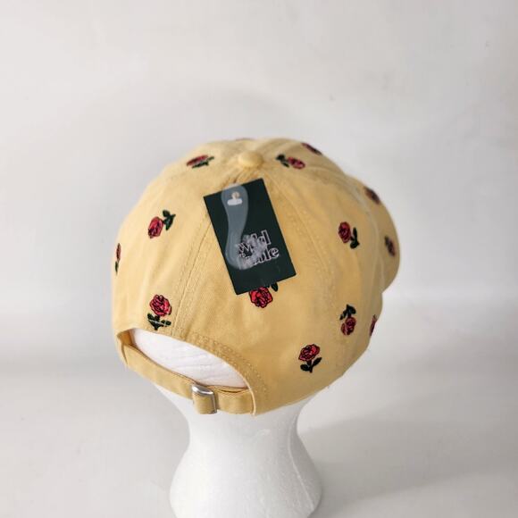 Wild Fable Embroidered Flowers Baseball Cap Hat One Size Yellow Red Roses Boho - Picture 2 of 5